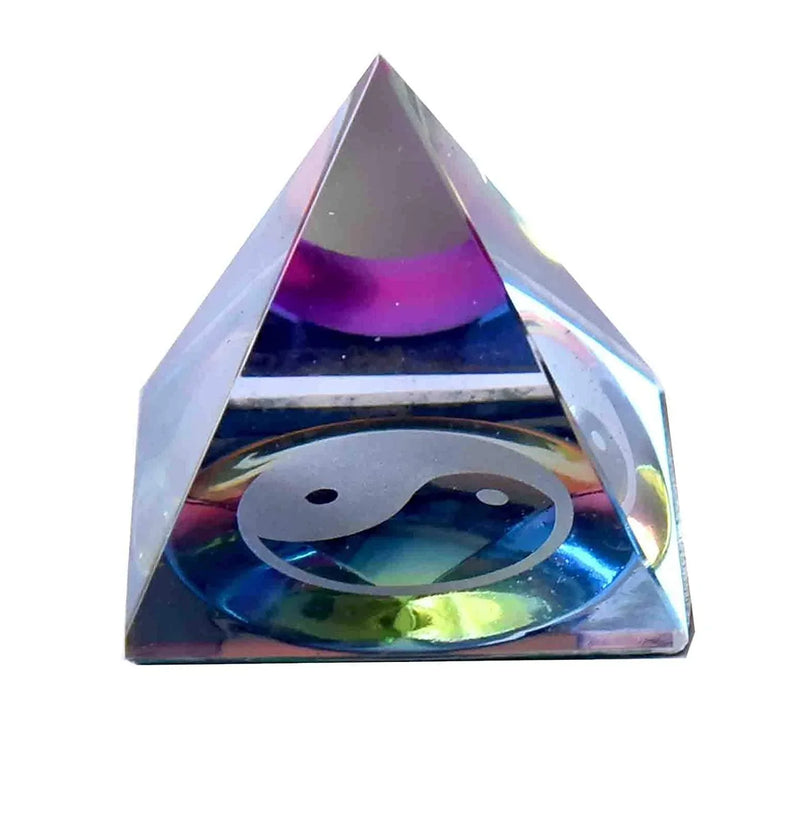 Crystal Yin-Yang Pyramid for Peace, Prosperity and Good Fortune - BrahmatellsStore