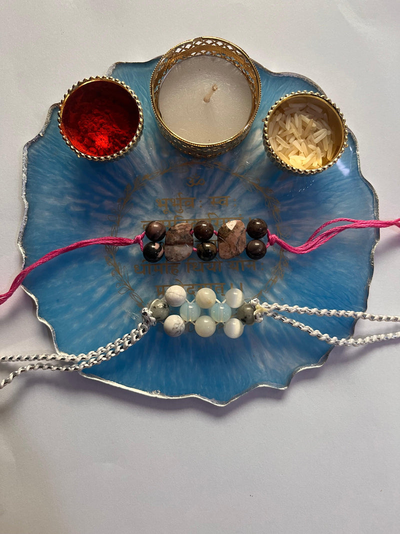 Customized Blue Mantra Rakhi Pooja Thalli - BrahmatellsStore
