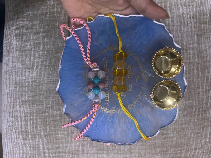 Customized Blue Mantra Rakhi Pooja Thalli - BrahmatellsStore