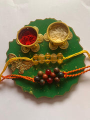 Customized Green Rakhi Pooja Thalli - BrahmatellsStore