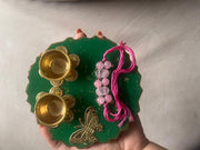 Customized Green Rakhi Pooja Thalli - BrahmatellsStore