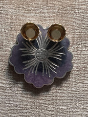 Customized Purple flower shape Rakhi Pooja Thalli with Rakhi - BrahmatellsStore