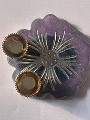 Customized Purple flower shape Rakhi Pooja Thalli with Rakhi - BrahmatellsStore