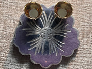 Customized Purple flower shape Rakhi Pooja Thalli with Rakhi - BrahmatellsStore