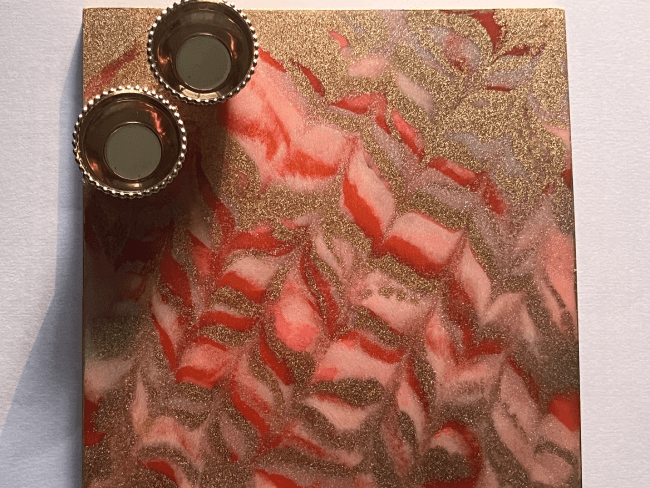 Customized Red and Golden square Rakhi Pooja Thalli with Rakhi - BrahmatellsStore