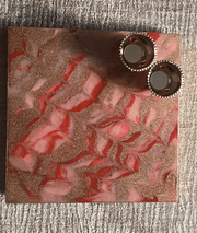 Customized Red and Golden square Rakhi Pooja Thalli with Rakhi - BrahmatellsStore