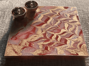 Customized Red and Golden square Rakhi Pooja Thalli with Rakhi - BrahmatellsStore