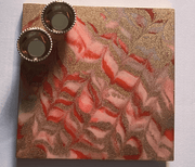 Customized Red and Golden square Rakhi Pooja Thalli with Rakhi - BrahmatellsStore