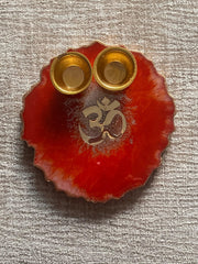 Customized Red OM Rakhi Pooja Thalli with Rakhi - BrahmatellsStore