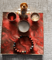 Customized Red square Rakhi Pooja Thalli with Rakhi - BrahmatellsStore