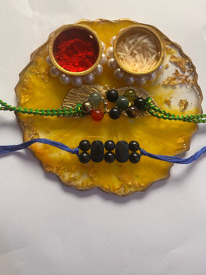 Customized yellow Rakhi Pooja Thalli - BrahmatellsStore