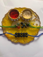 Customized yellow Rakhi Pooja Thalli - BrahmatellsStore