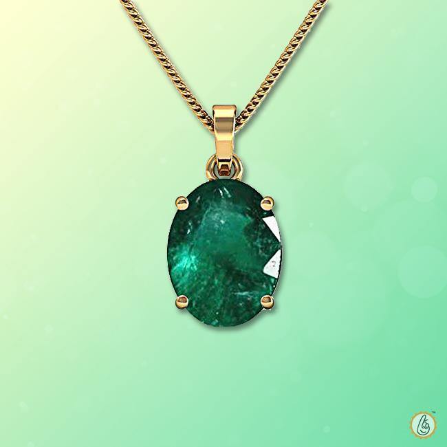 Dark Green Emerald Oval Pendant - Panna's Charm | Brahmatells - BrahmatellsStore