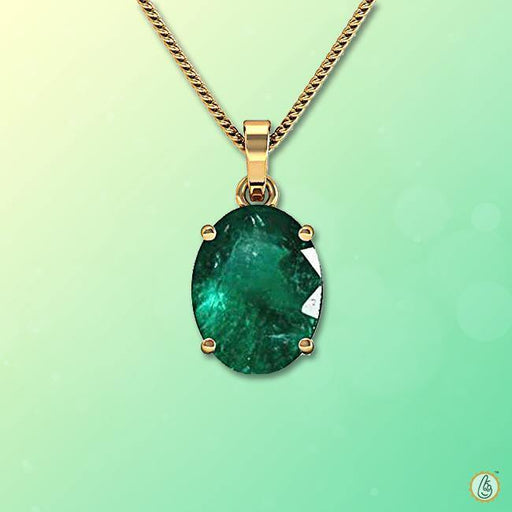 Dark Green Emerald Oval Pendant - Panna's Charm | Brahmatells - BrahmatellsStore