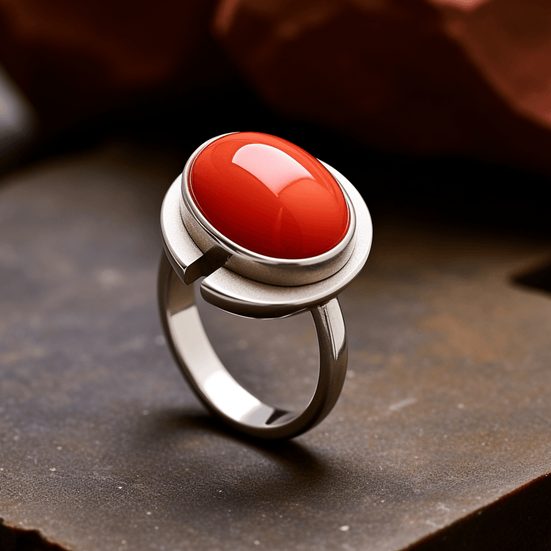 Egyptian Red Coral Capsule Ring | Brahmatells - BrahmatellsStore