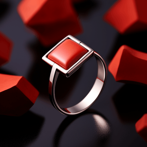 Egyptian Red Coral Square Ring - Mars Empowerment Jewel | Brahmatells - BrahmatellsStore