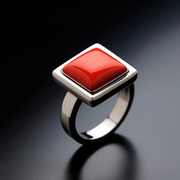 Egyptian Red Coral Square Ring - Mars Empowerment Jewel | Brahmatells - BrahmatellsStore