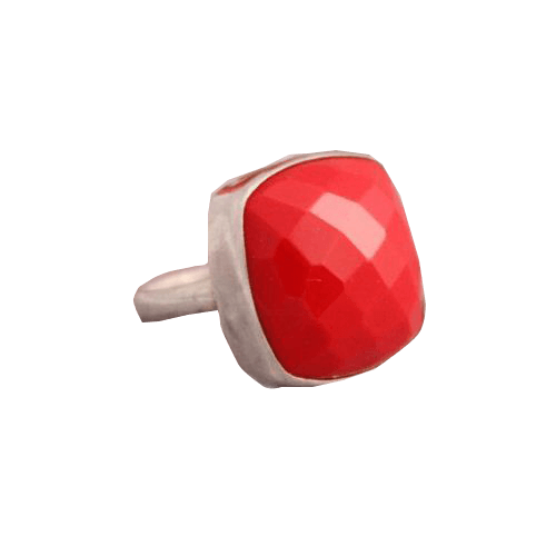 Egyptian Red Coral Square Ring - Mars Empowerment Jewel | Brahmatells - BrahmatellsStore