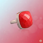Egyptian Red Coral Square Ring - Mars Empowerment Jewel | Brahmatells - BrahmatellsStore