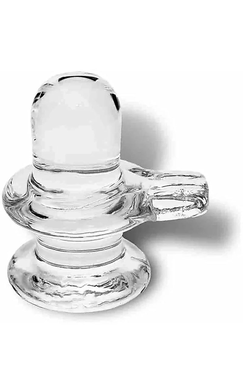 Elegant Glass Crystal Shivling - Compact Sacred Decor - BrahmatellsStore