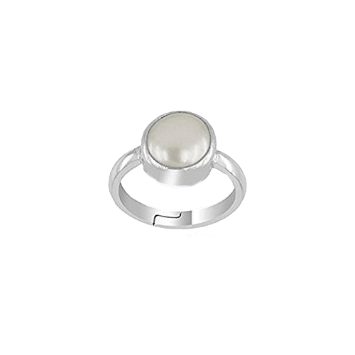 Elegant Pearl White Ring in Silver - Lunar Elegance | Brahmatells - BrahmatellsStore