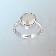 Elegant Pearl White Ring in Silver - Lunar Elegance | Brahmatells - BrahmatellsStore