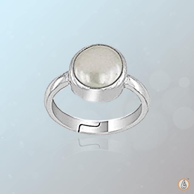 Elegant Pearl White Ring in Silver - Lunar Elegance | Brahmatells - BrahmatellsStore