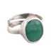 Emerald Oval-Dark-Green Ring in Silver - Mercury's Charm | Brahmatells - BrahmatellsStore