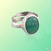 Emerald Oval-Dark-Green Ring in Silver - Mercury's Charm | Brahmatells - BrahmatellsStore