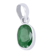 Emerald Oval Dark Green Silver Pendant - Panna's Grace | Brahmatells - BrahmatellsStore