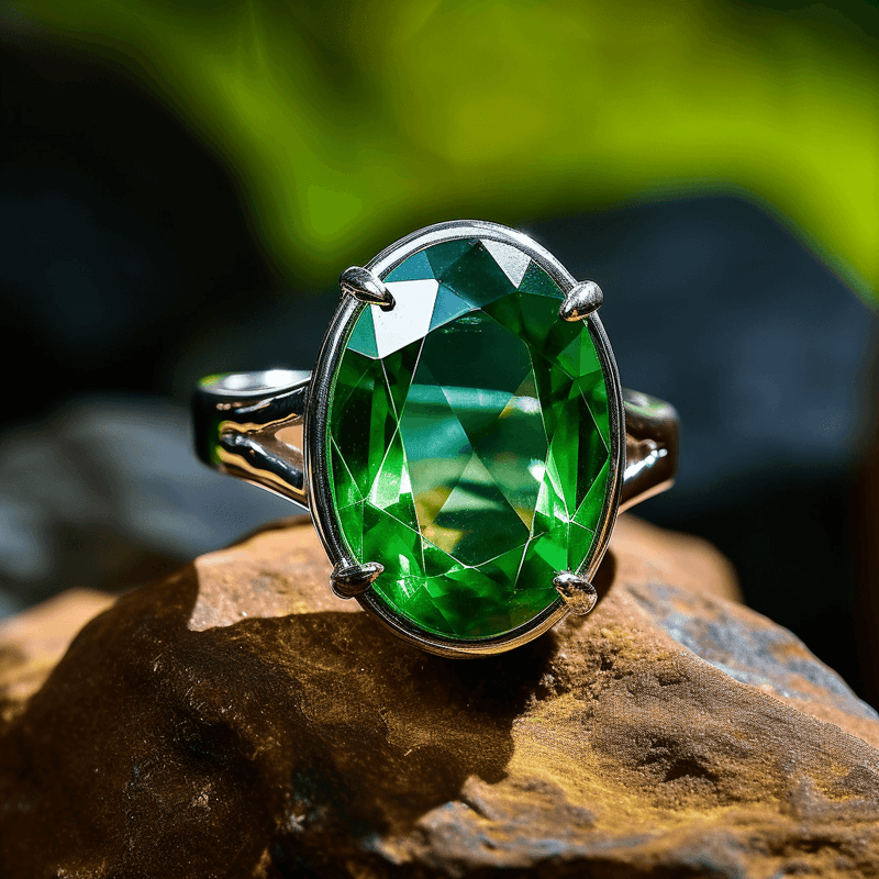Emerald Oval-Intense Dark-Green Ring - Mercury's Gem | Brahmatells - BrahmatellsStore