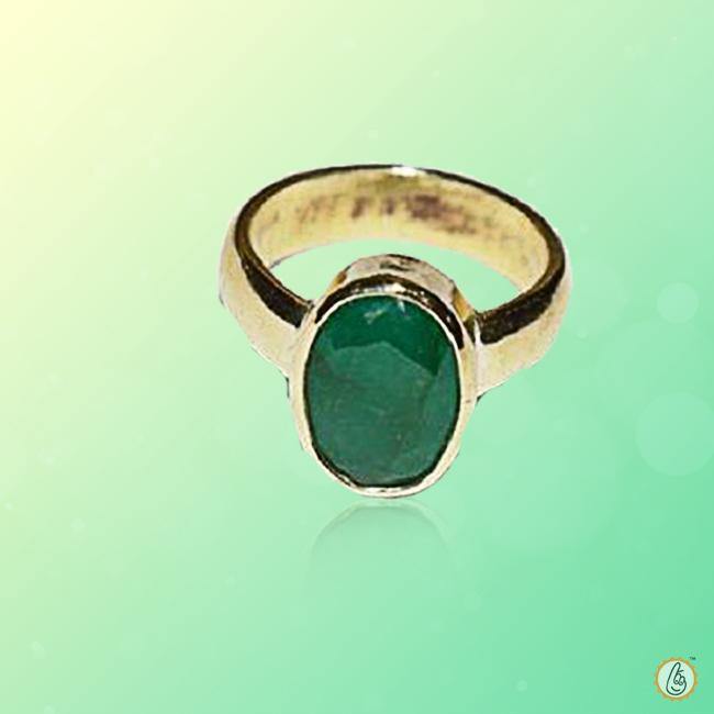 Medium Dark-Green Panna Ring in Gold - Astrological Elegance | Brahmatells  — BrahmatellsStore