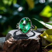Emerald Oval-Yellow-Green Ring - Mercury's Harmony | Brahmatells - BrahmatellsStore