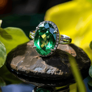 Emerald Oval-Yellow-Green Ring - Mercury's Harmony | Brahmatells - BrahmatellsStore