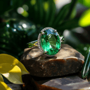 Emerald Oval-Yellow-Green Ring - Mercury's Harmony | Brahmatells - BrahmatellsStore