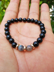 Empath Protection Bracelet with Labradorite & Black Tourmaline | Brahmatells - BrahmatellsStore