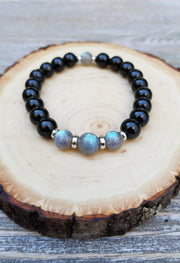 Empath Protection Bracelet with Labradorite & Black Tourmaline | Brahmatells - BrahmatellsStore