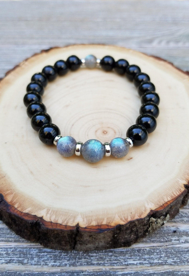 Empath Protection Bracelet with Labradorite & Black Tourmaline | Brahmatells - BrahmatellsStore