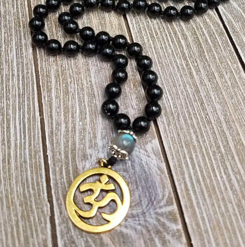 Empath Protection Prayer Mala - Black Tourmaline & Labradorite | Brahmatells - BrahmatellsStore