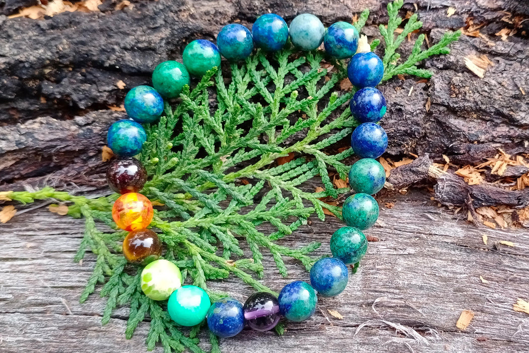 Energized Chrysocolla Buddha Bead Bracelet for Confidence & Communication | Brahmatells - BrahmatellsStore