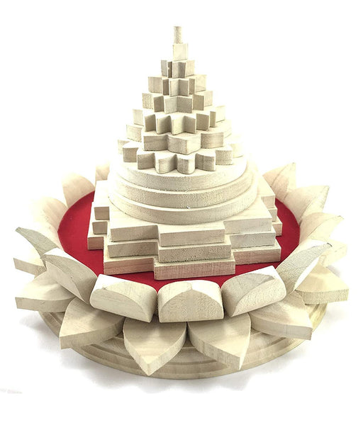 Energized Shri Yantra Vastu Pyramid with Wooden Lotus Base | Brahmatells - BrahmatellsStore