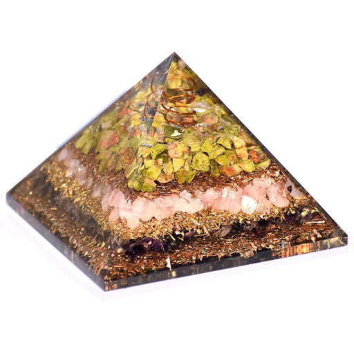 Energy Pyramid: Meditation & EMF Protection with Moonstone, Lapis & Jade - BrahmatellsStore
