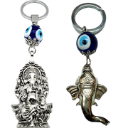 Evil Eye Ganesha Face Keyrings - BrahmatellsStore