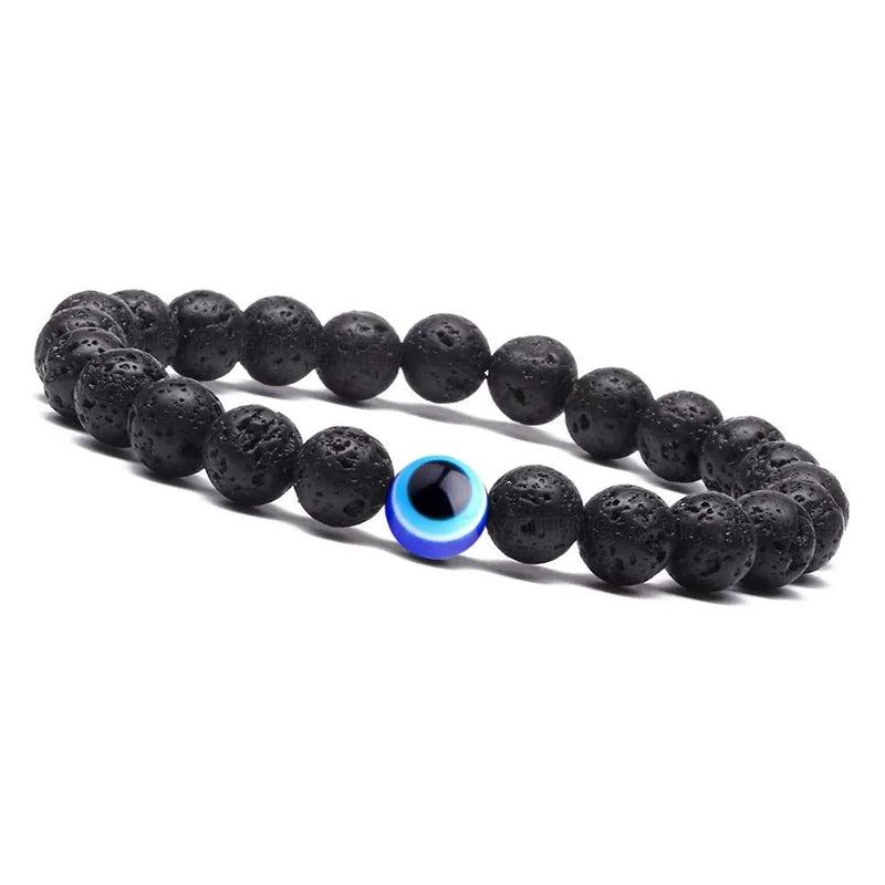 Evil Eye Lava Rock & Black Onyx Bracelet | Brahmatells Astro Collection - BrahmatellsStore