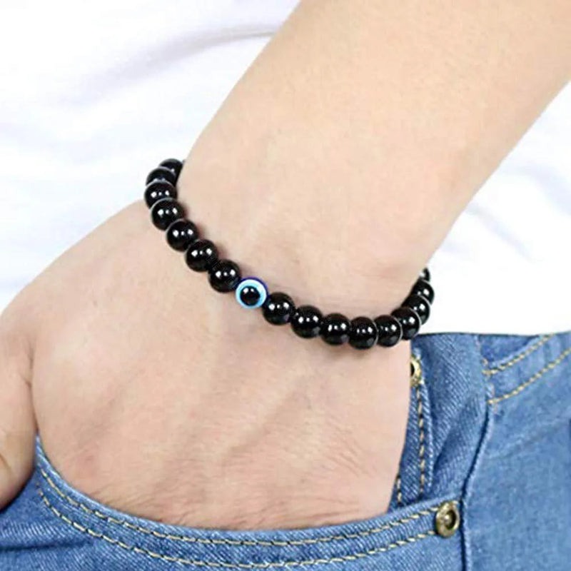 Evil Eye Lava Rock & Black Onyx Bracelet | Brahmatells Astro Collection - BrahmatellsStore