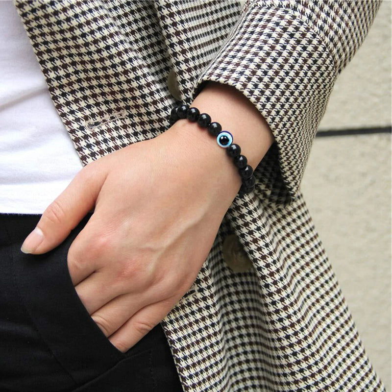 Evil Eye Lava Rock & Black Onyx Bracelet | Brahmatells Astro Collection - BrahmatellsStore