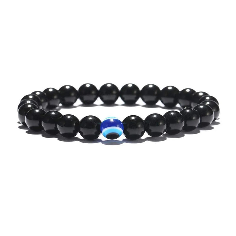 Evil Eye Lava Rock & Black Onyx Bracelet | Brahmatells Astro Collection - BrahmatellsStore
