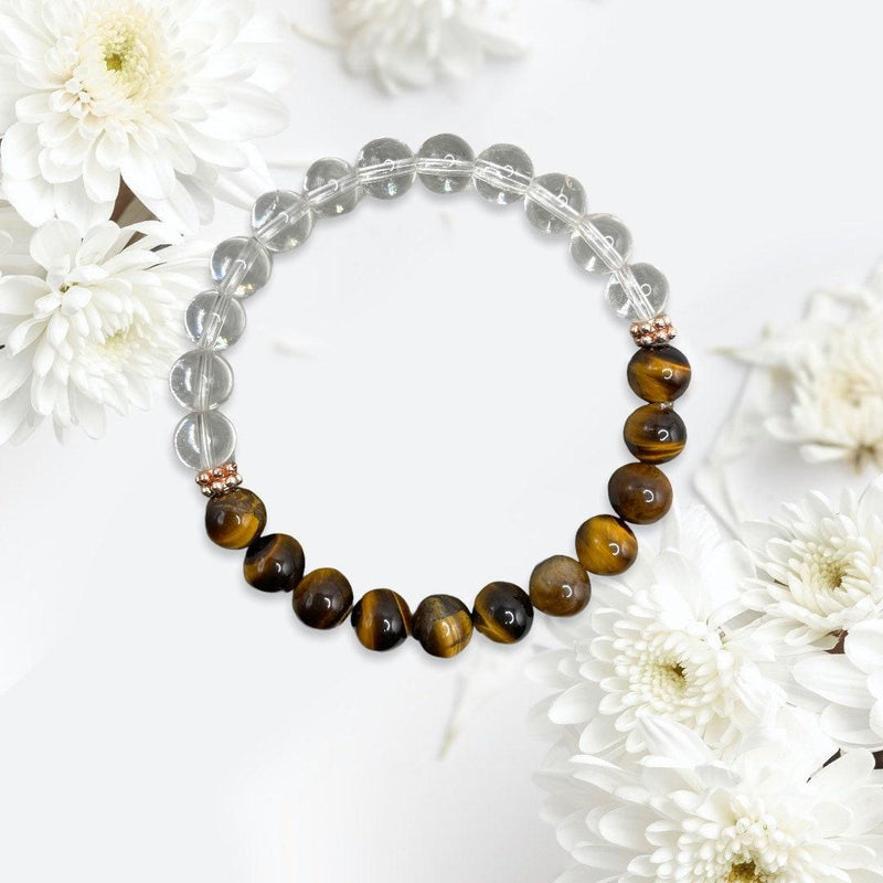 Eye of The Tiger Healing Bracelet | Clear Quartz & Tiger's Eye - BrahmatellsStore