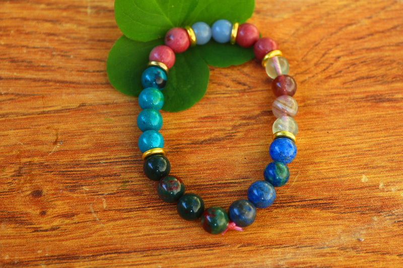 February Birthstone Bracelet - Lapis Lazuli & Ruby Zoisite Elegance - Brahmatells - BrahmatellsStore