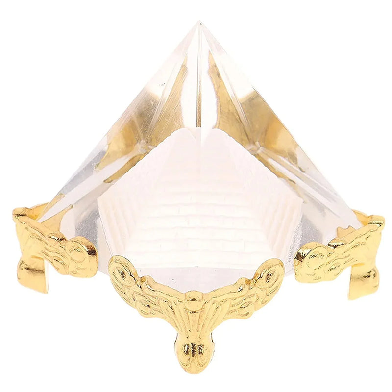 Feng Shui Crystal Pyramid On Golden Stand for Positive Energy and Vastu Correction, Good Luck & Prosperity - BrahmatellsStore